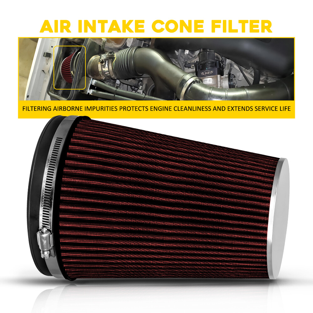Short 6″ INCH 203mm Inlet Truck Air Intake Cone Replacement Dry Air Filter RED