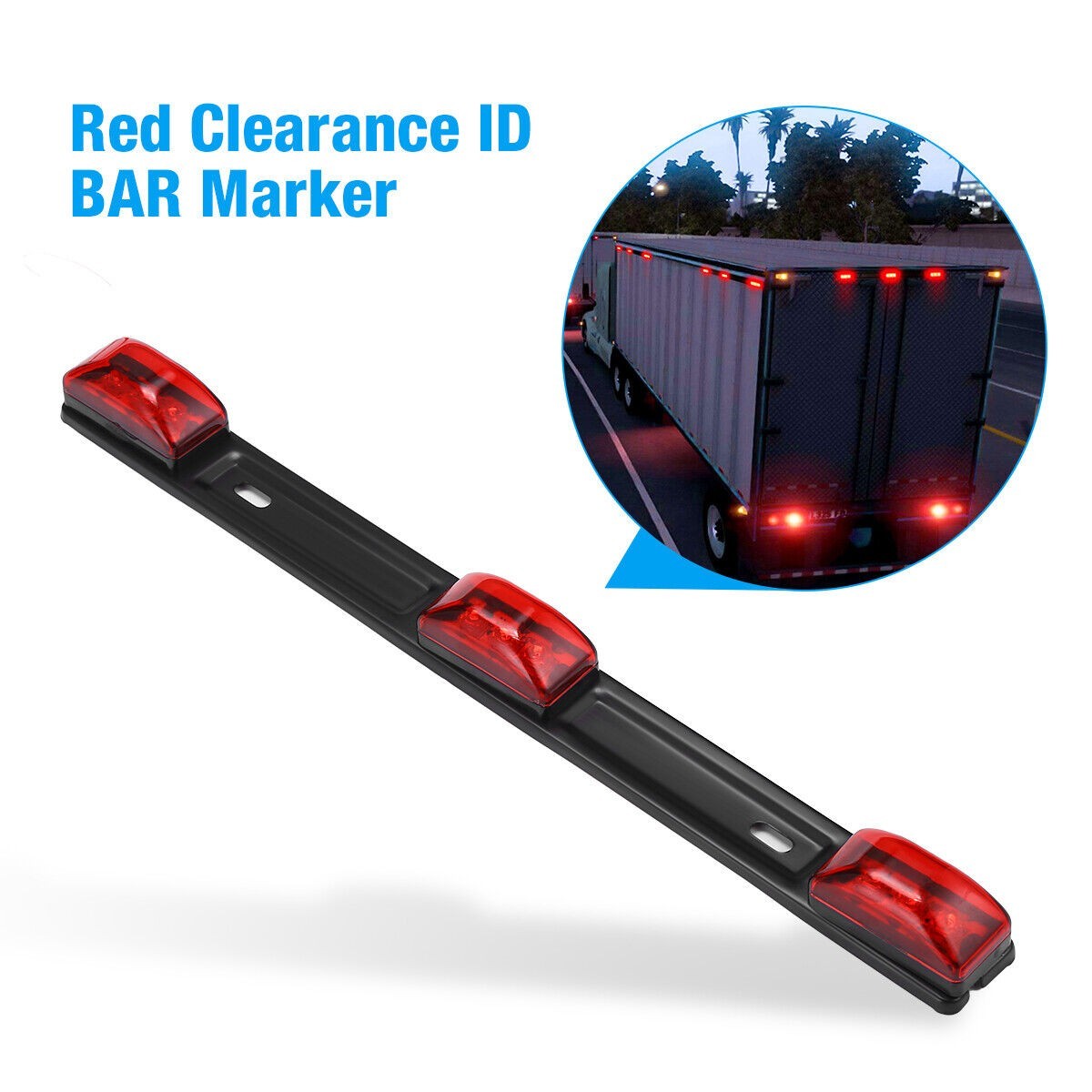 9 LED 3 Red Trailer Light Bar 12V Clearance Marker ID Truck Rear Tail Lightbar
