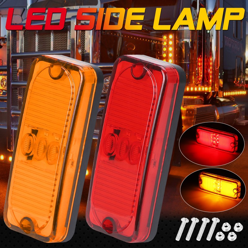 2X Amber 4″ LED Clearance Side Marker Lights Tail Turn Signal For Truck Trailer