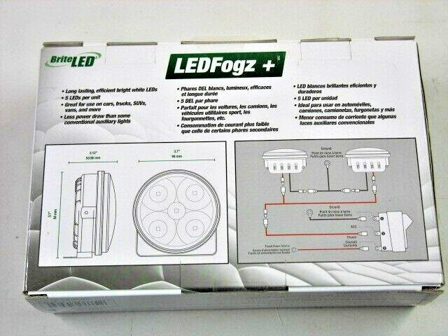 Brite LED LEDFogz+ Two 3.7in. (94mm) Diameter Round 5 White LED Light Kit