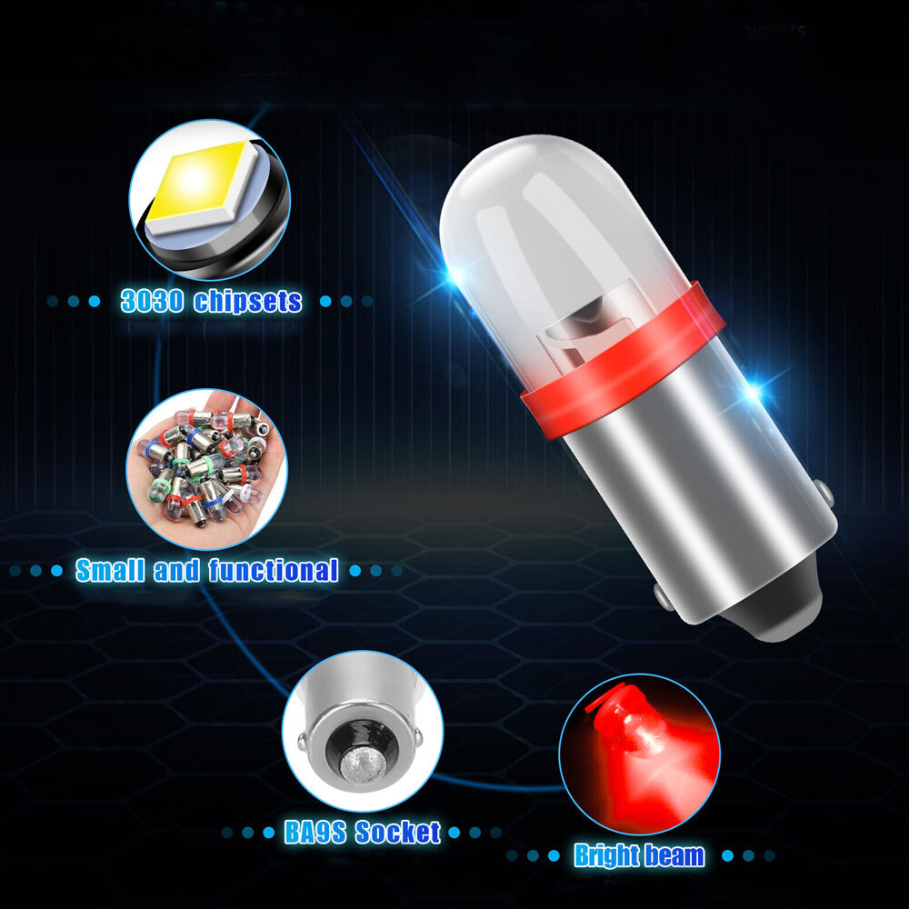 10x BA9S 1815 1816 1445 1895 LED Bulbs Car Interior Instrument Panel Dash Light