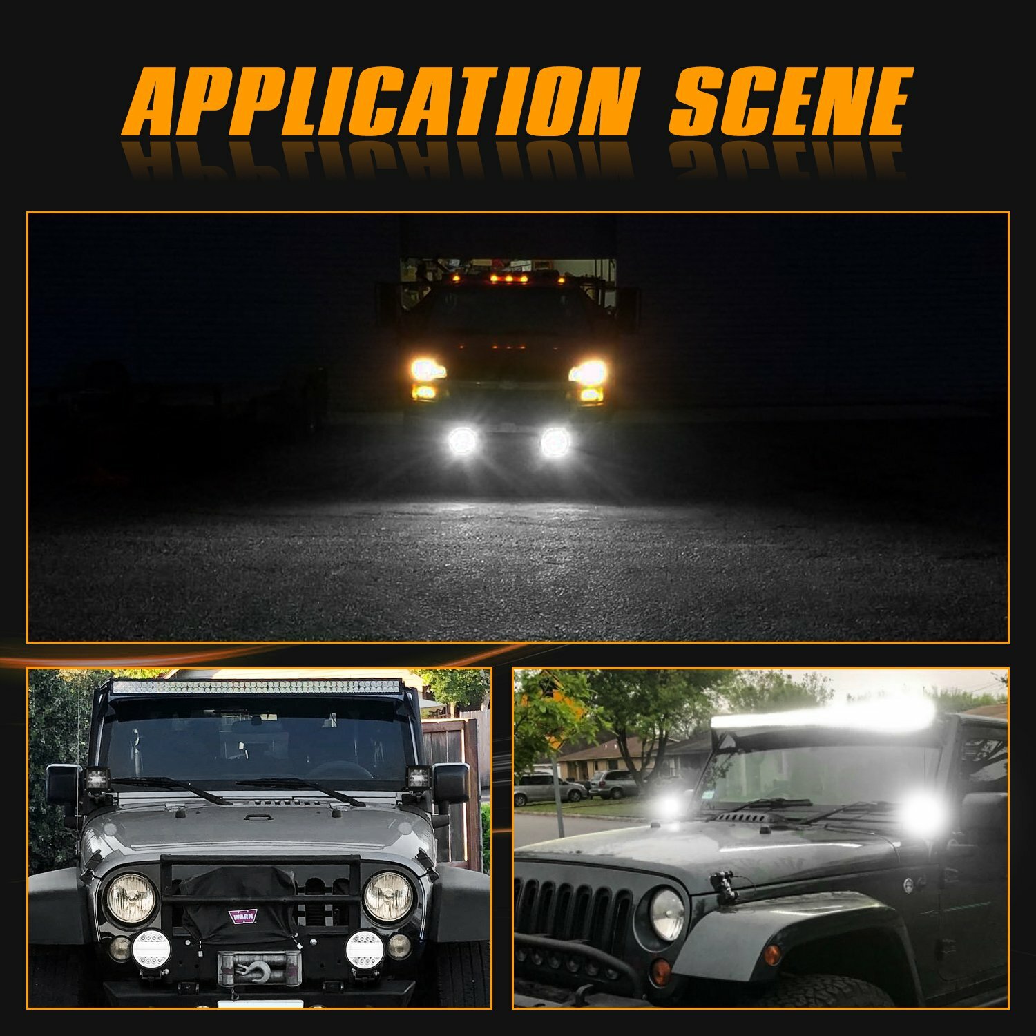 8x 5Inch 720W Round LED Work Light DRL Spot Flood Driving Fog Amber Lamp Offroad