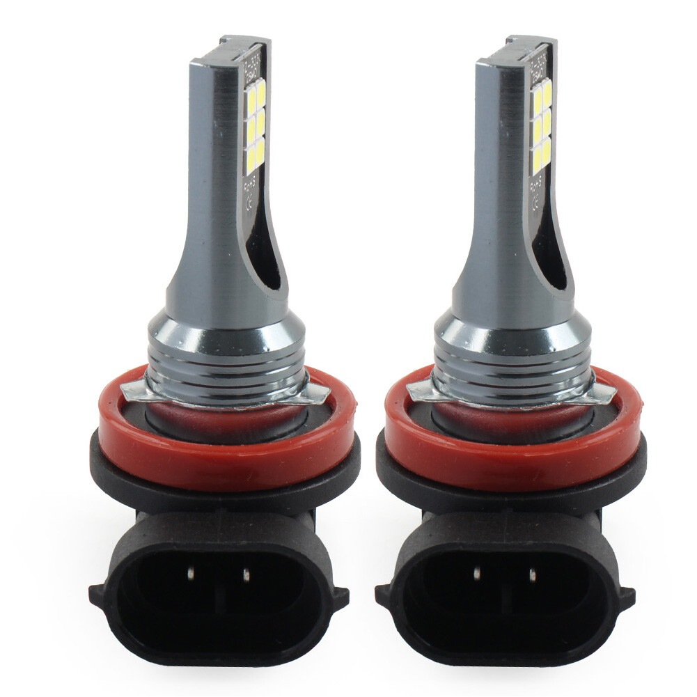 2Pcs H11 LED Light Super Bright Bulbs White Light Aviation Aluminum + ABS