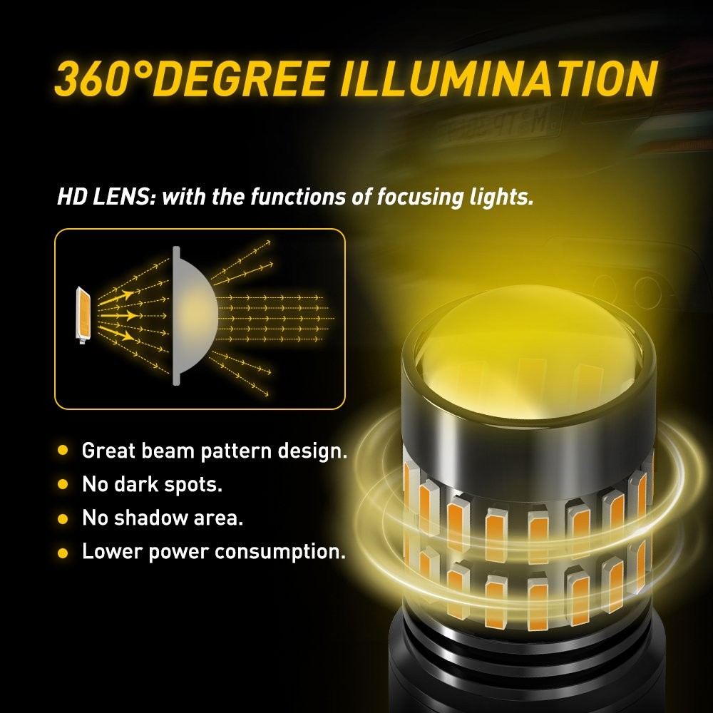 Error Free 3157 LED Front Turn Signal Parking DRL Amber Yellow Light Bulbs Kit M