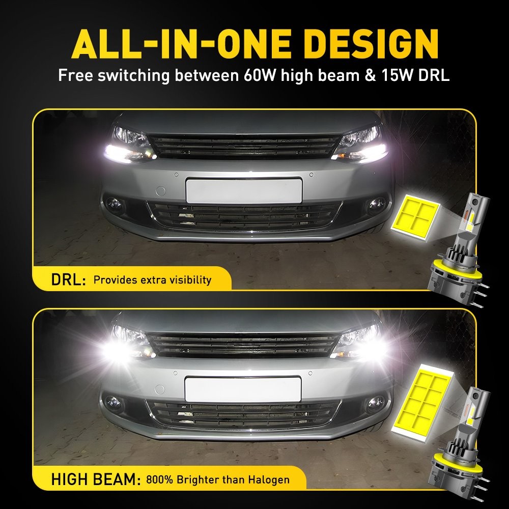 AUXITO H15 LED Bulbs High DRL Headlights Conversion 30000LM 6500K Bright