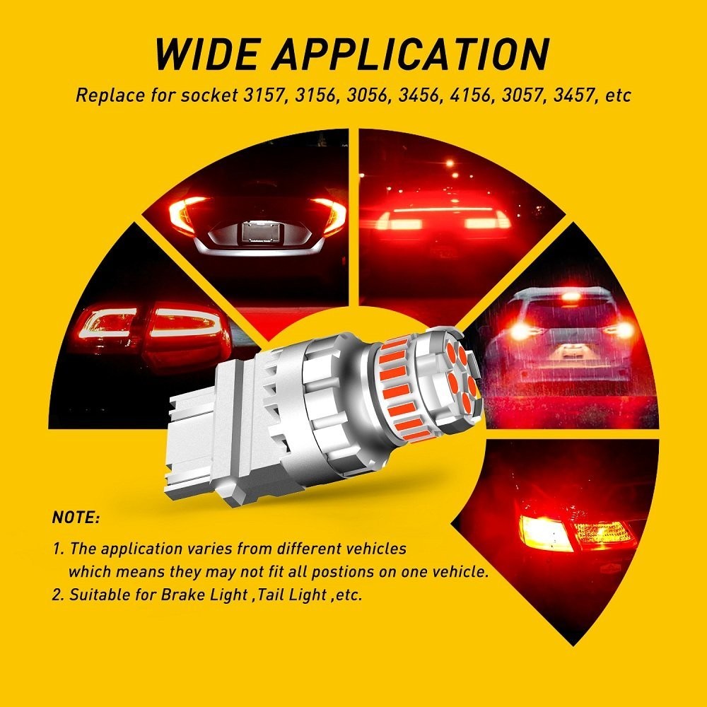 4x AUXITO 3157 3156 3056 LED Turn Signal Light Bulb Red Flashing Blinking Strobe