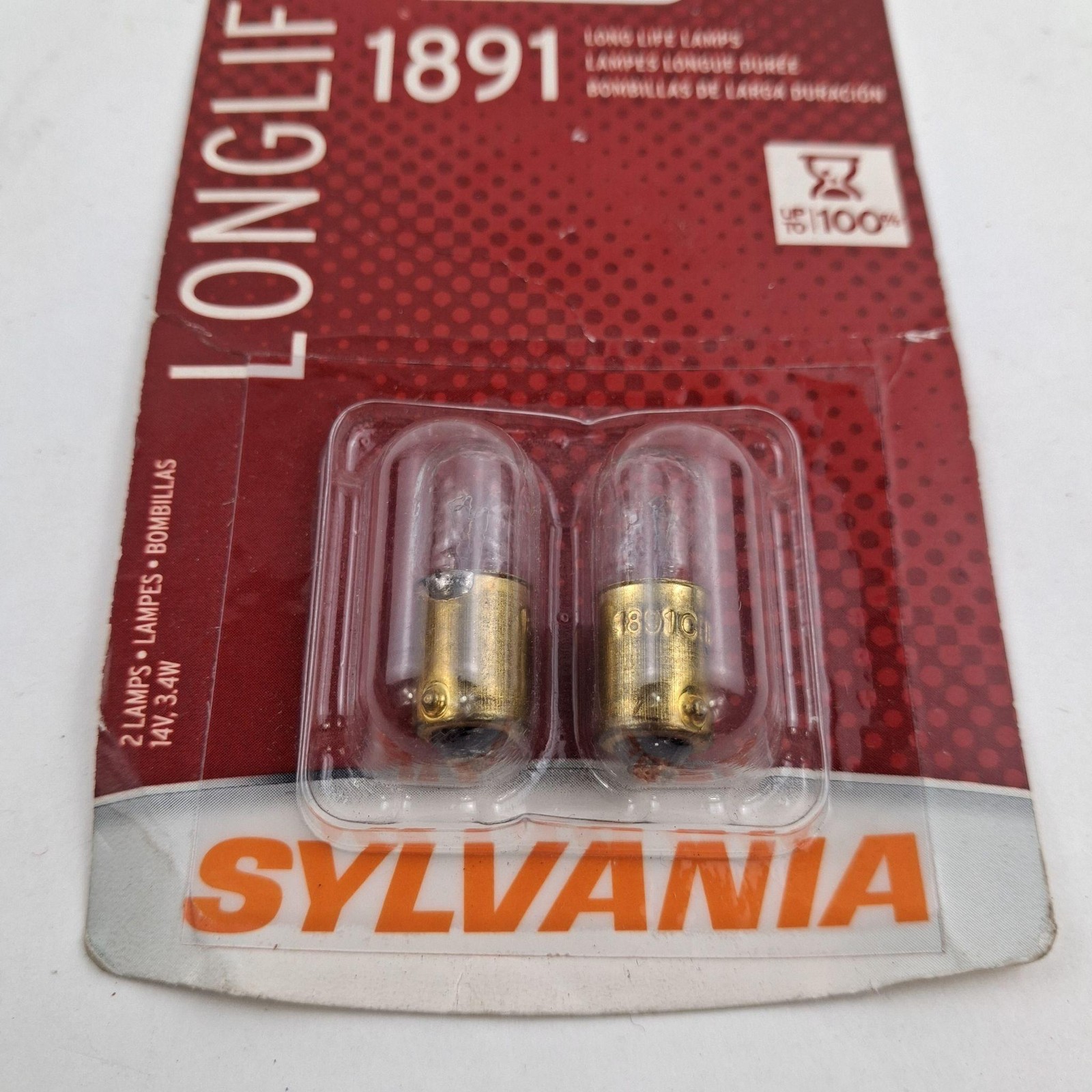 Sylvania Long Life 1891 LL Incandescent Bulbs 2 Pack Warm White Auto New Other