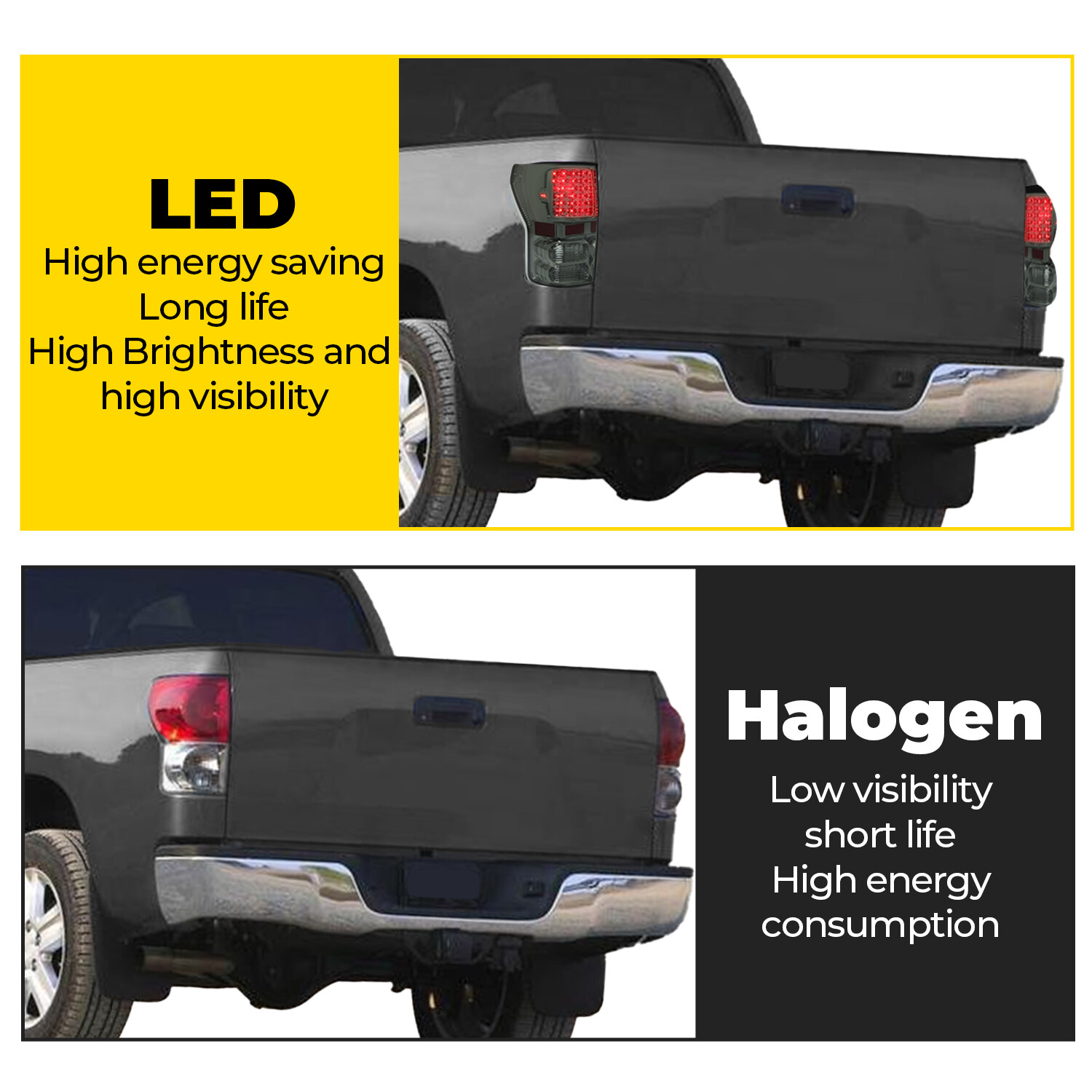 Pair LED Tail Lights Brake Lamps Smoke Lens For Toyota Tundra Pickup 2007-2013