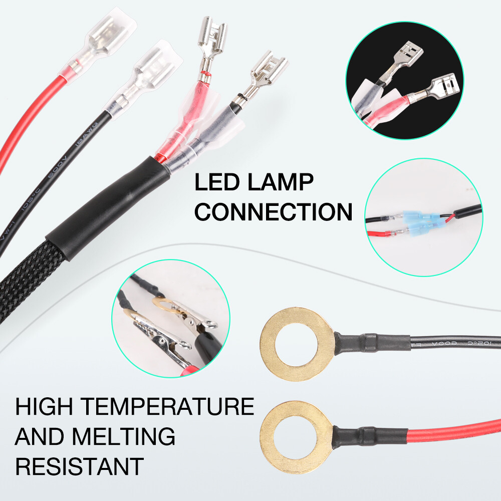 Wireless Remote Control Switch Strobe + 2-Lead Wiring Harness Kit LED Light Bar