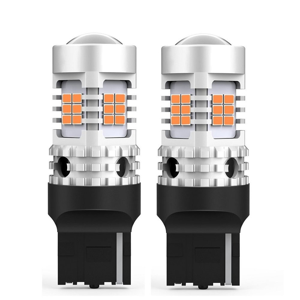 Pair Amber Yellow 7440 W21W T20 LED Turn Signal Light Bulb 3020SMD Chips AUXITO