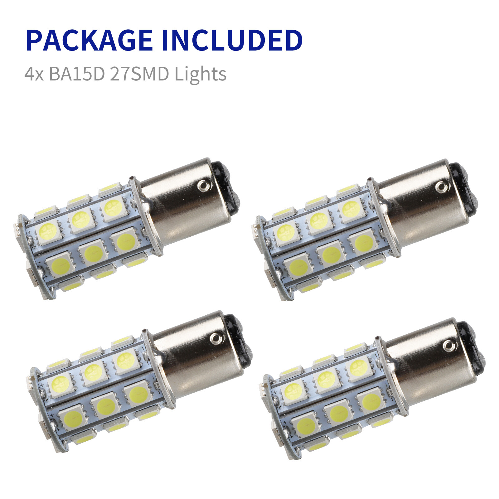 4pcs BA15D 1142 27-SMD LED Interior Light Bulbs Tail Brake Stop Lamp 6000K White