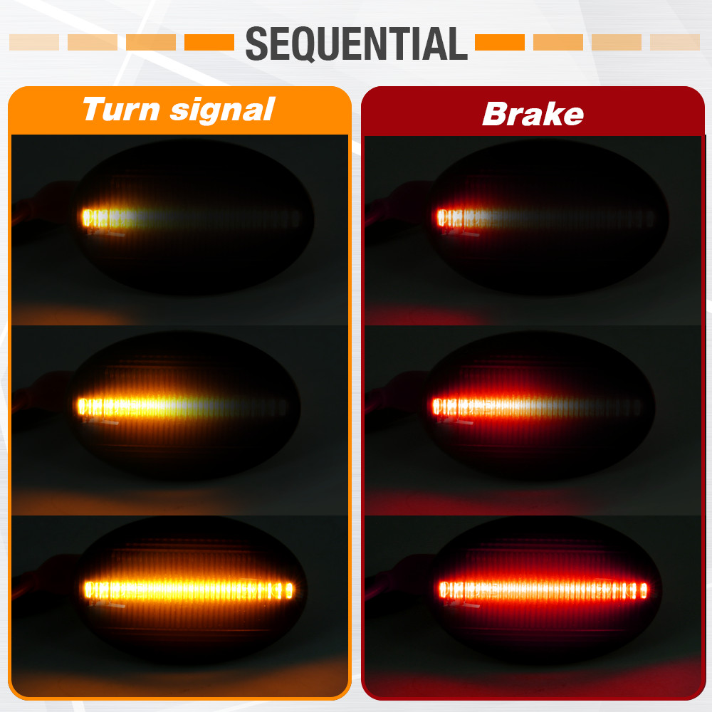 1999-2010 Ford F350 4pc LED Side Marker Light Sequential Smoked Lens (Amber Red)