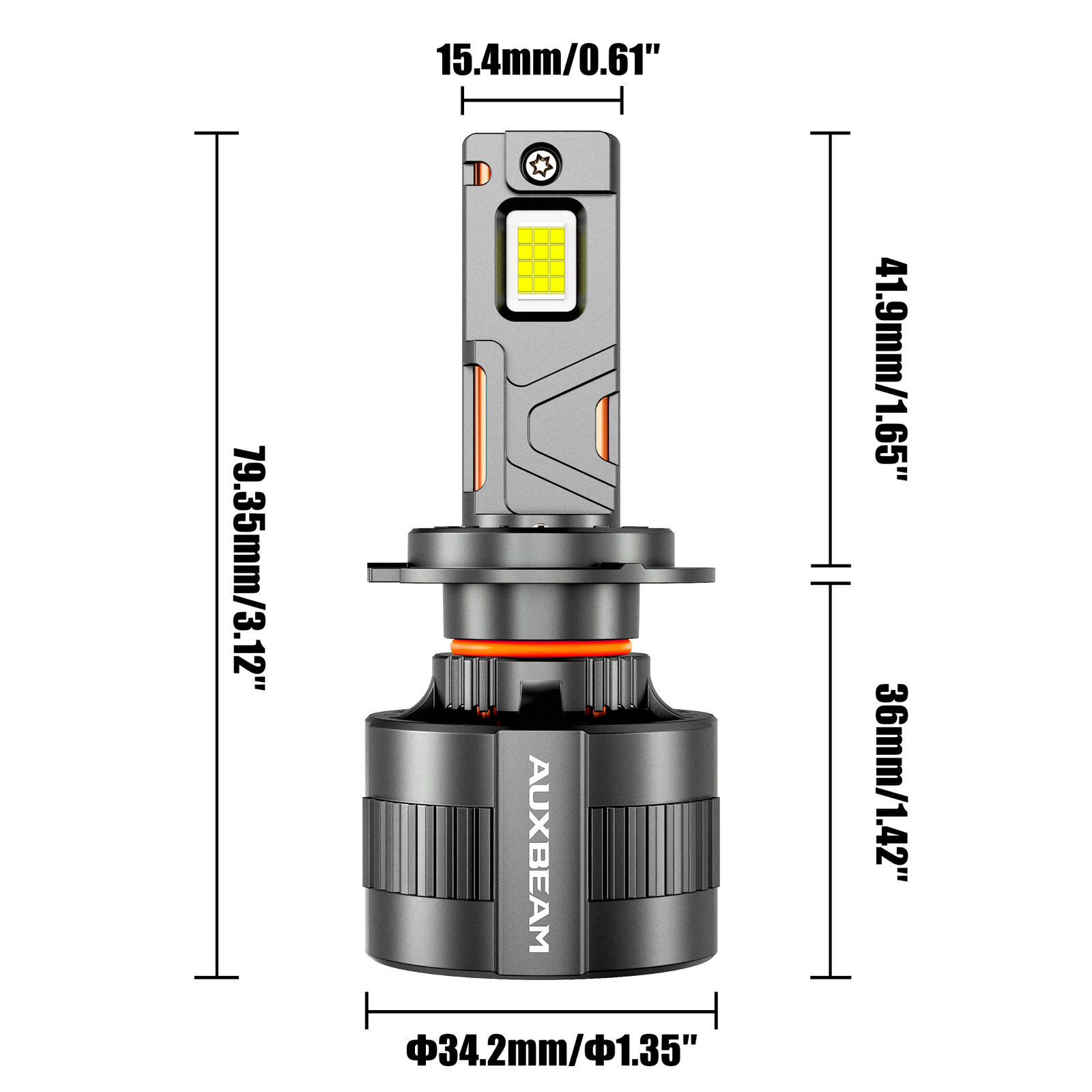 AUXBEAM H7 LED Headlight Bulb Kit High Low Beam 80000LM Super Bright 6500K White
