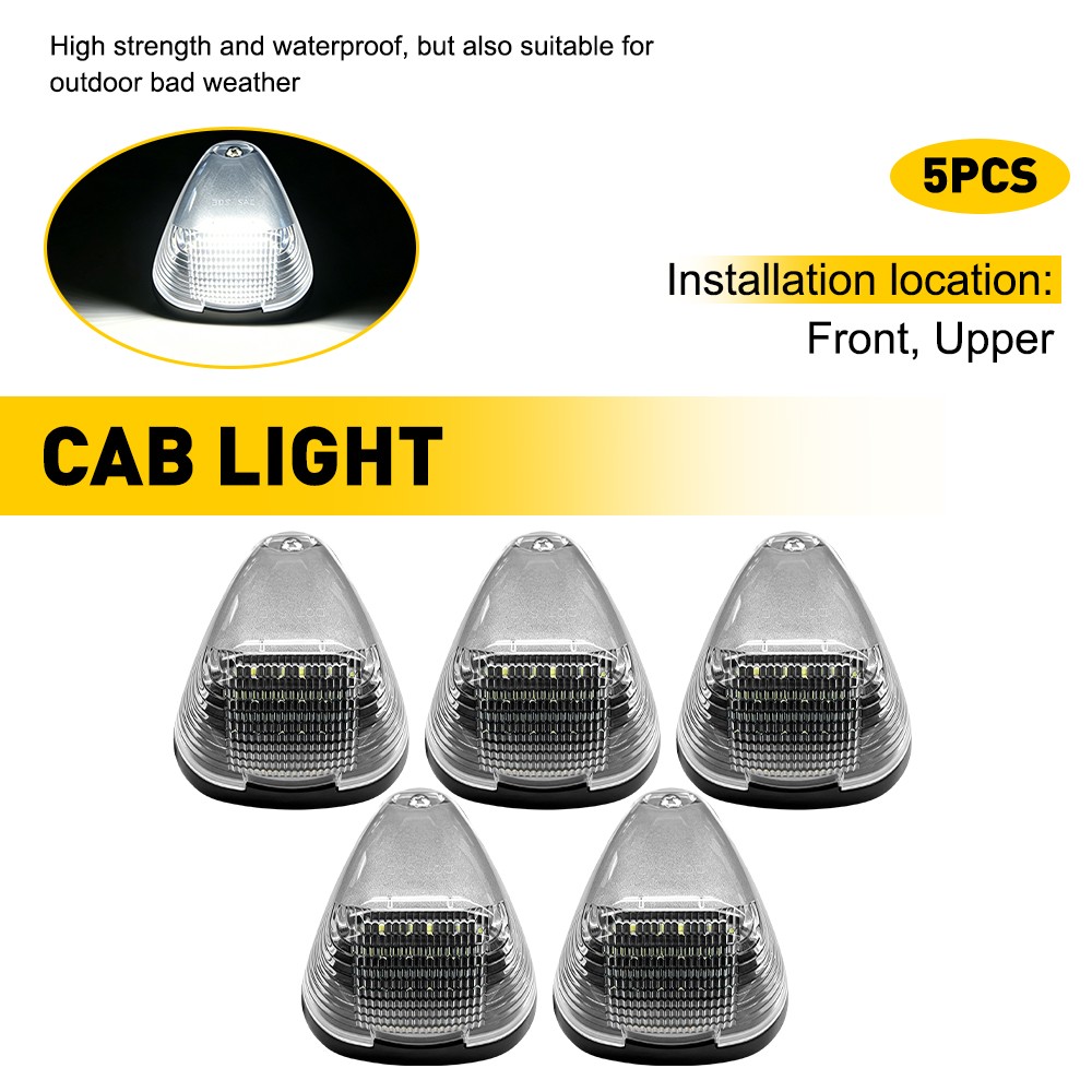 5X Clear White LED Cab Roof Marker Lights For Ford F-250 F250 Super Duty 1999-16