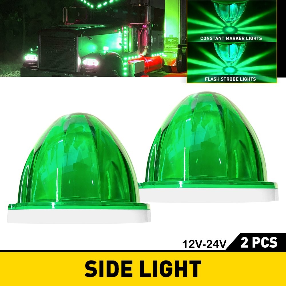 2x LED Watermelon Light Truck Trailer Side Marker Clearance Turn Signal Lamp EI
