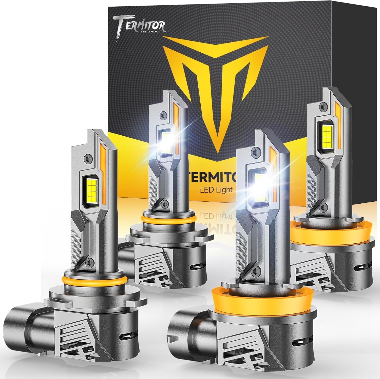 4PCS H11 9005 LED Headlight Bulbs 6500K White High Low Beam Fog Light Kit USA