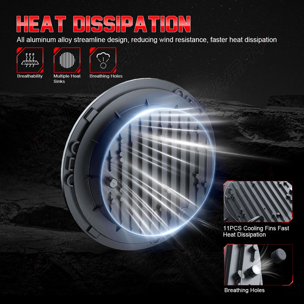 New Pair 7inch RGB LED Round Headlight Hi/Low Beam for Peterbilt 379 359 Trucks