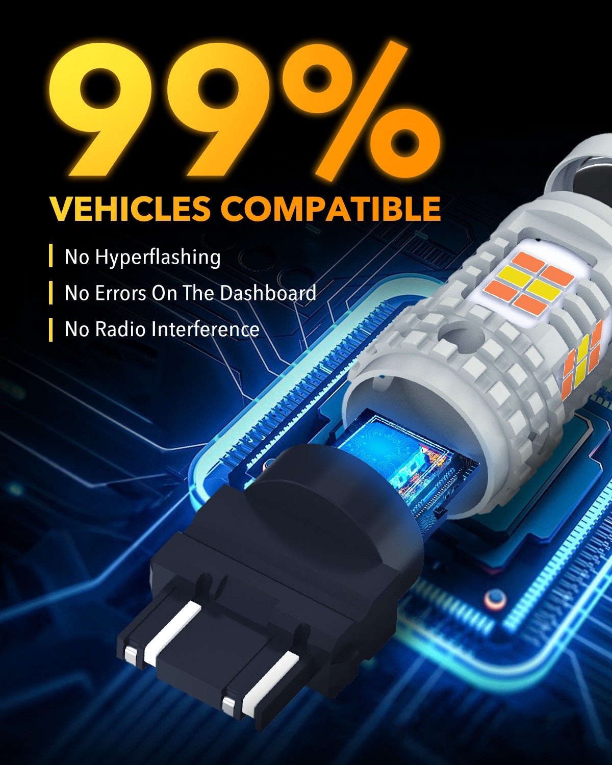 CANBUS LED DRL Driving Daytime Running Light Bulb 3156 White Yellow Light 2-6X