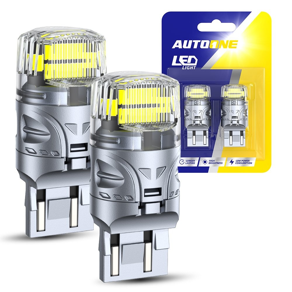 AUTOONE 7443 7440 LED TURN SIGNAL LIGHT BULBS ANTI HYPER SUPER BRIGHT WHITE PAIR