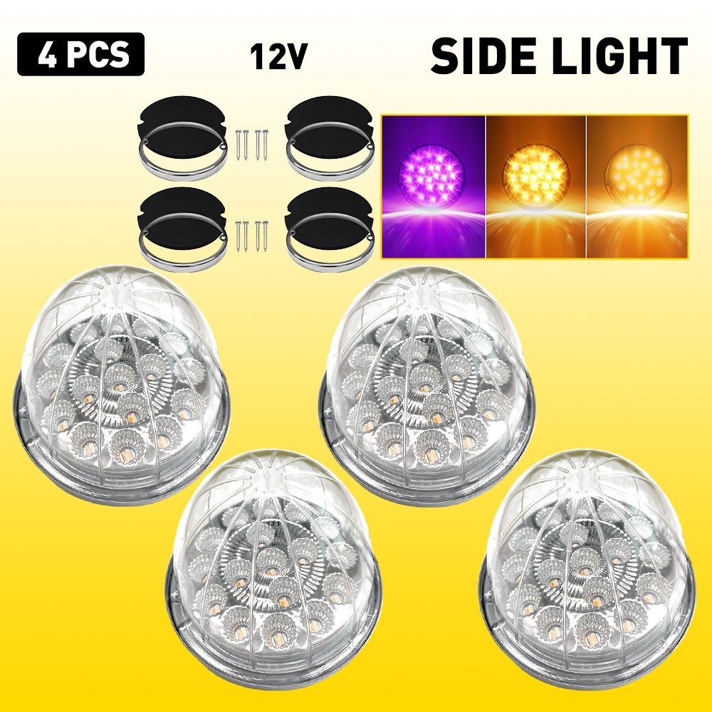 4X 17-LED Dual Colors Amber Purple Watermelon Lights Turn Signal For Trucks EPY