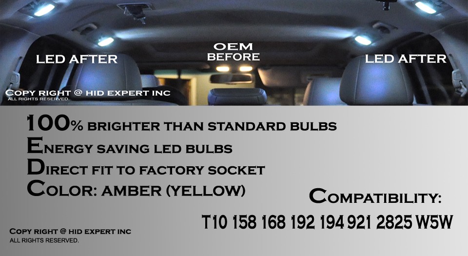 x4 pc T10 168 194 2825 LED High Power Yellow Front Side Marker light bulbs T211