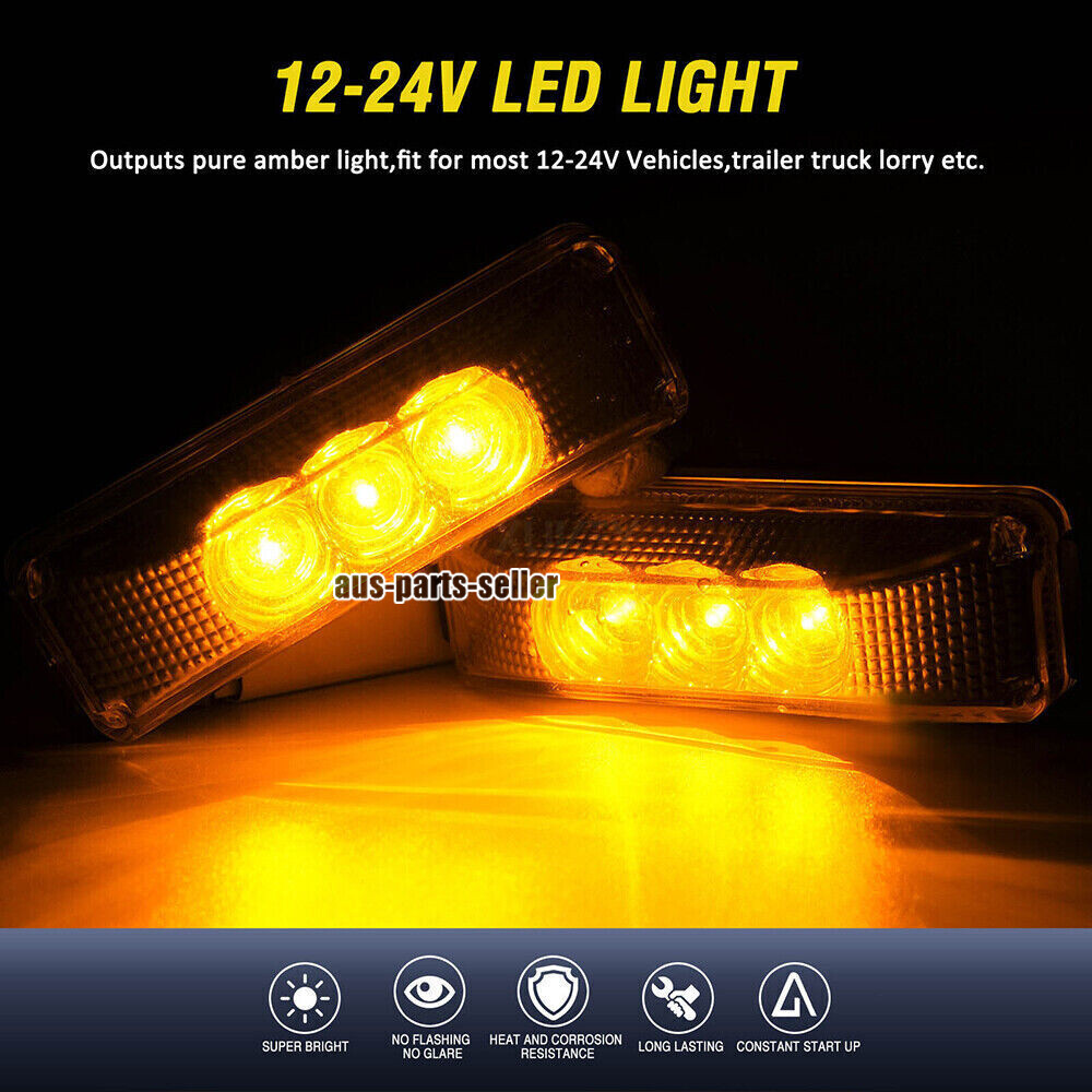4PC 12/24V LED Side Marker Lights RV Truck Trailer Clearance Light Waterproof US