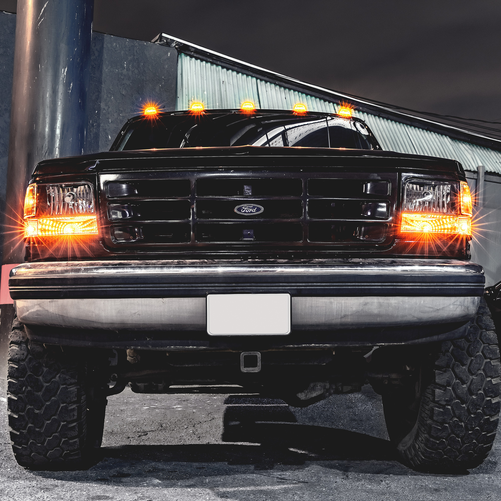 DOT Amber LED Teardrop Cab Roof Marker Lights for 94-98 Ford Dodge Ram Truck Van