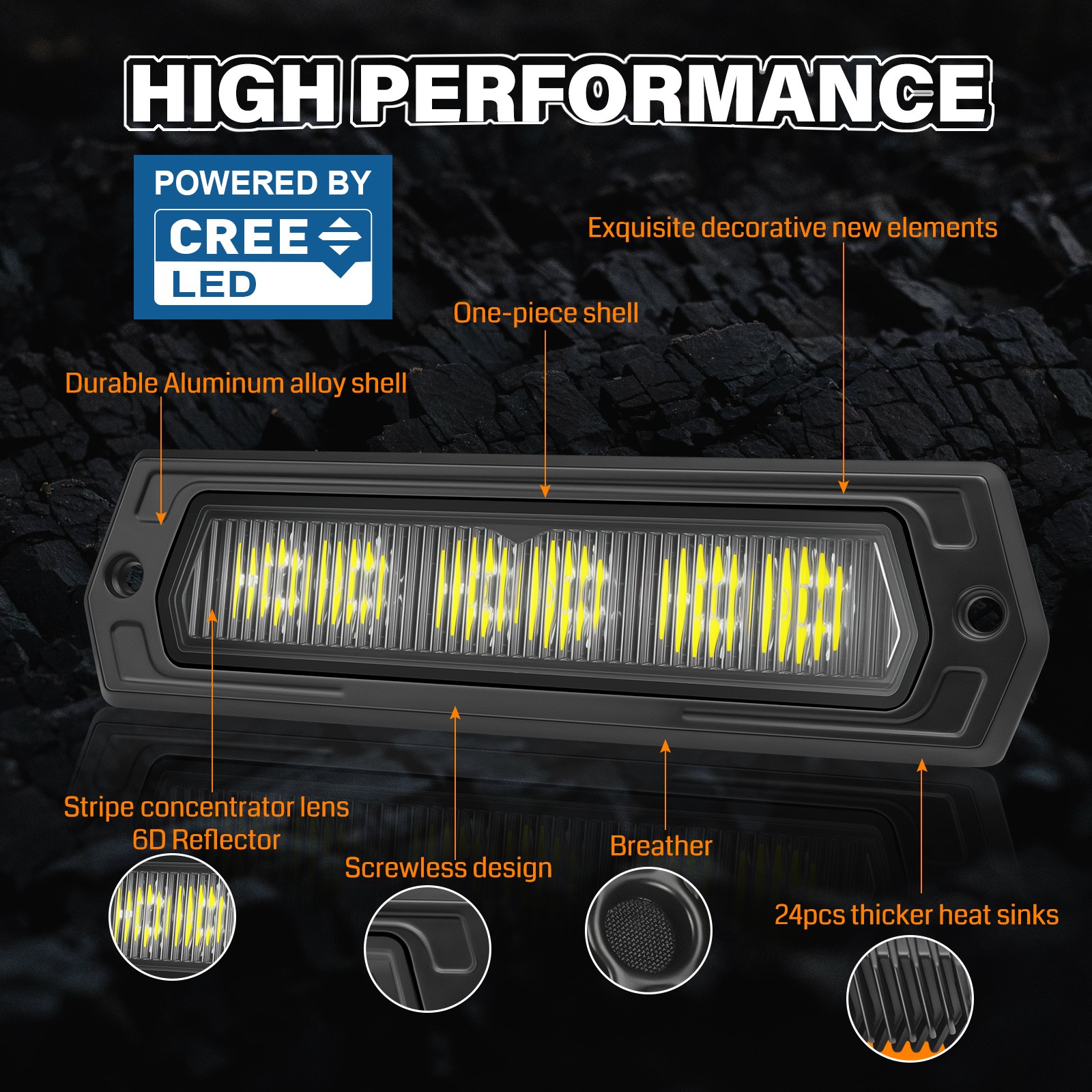 2Pcs 8″ 120W Cree LED Pods Light Bar Slim Flush Mount Flood Driving Off Road 4WD