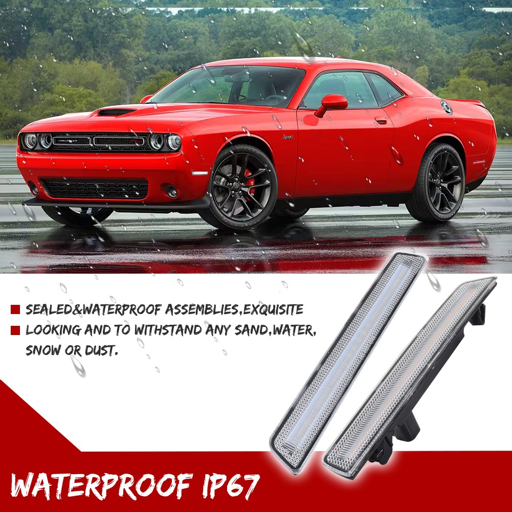 4x Clear LED Side Marker Lights For 2015-2023 Dodge Challenger R/T ScatPack SXT