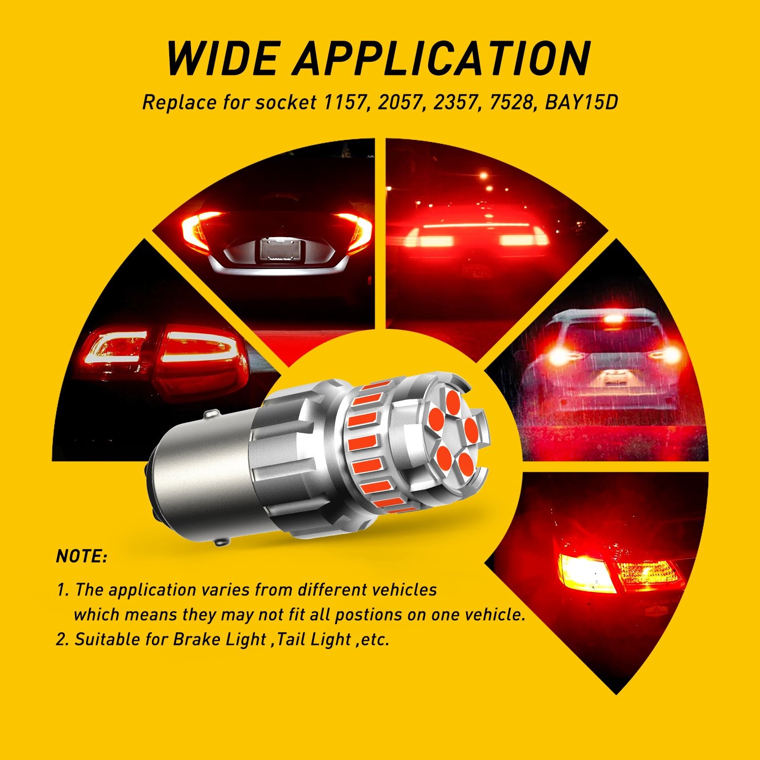 AUXITO LED Brake Stop Light Tail Bulbs 1157 7528 2057 Red Super Bright 2PCS