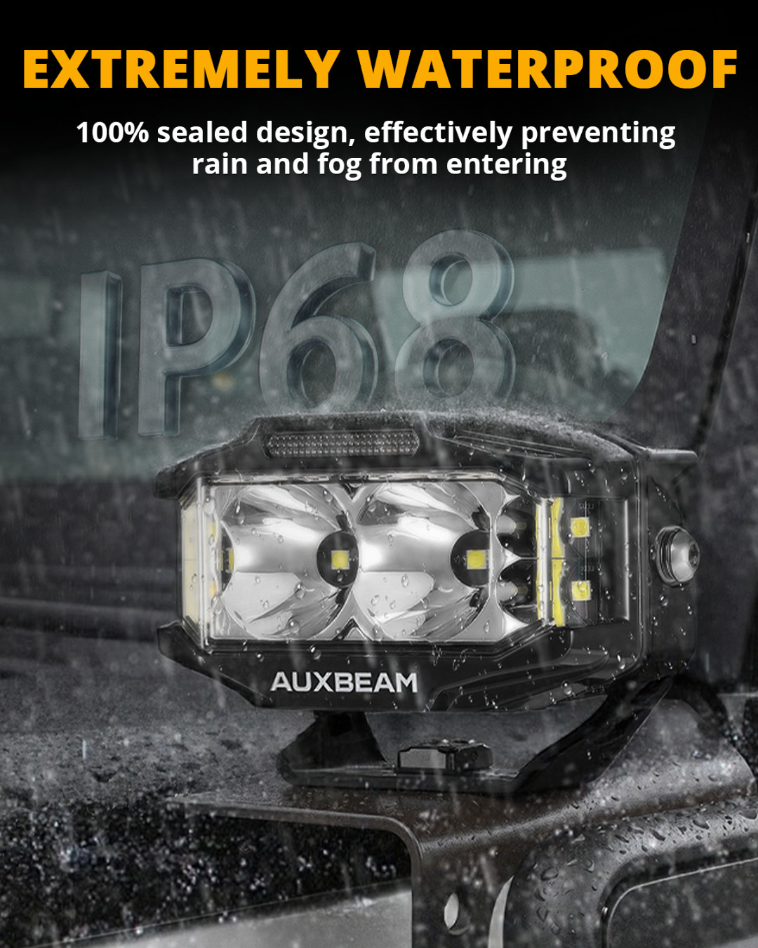 2x AUXBEAM 4×2.5″ LED Pods Driving Lights w/ Side Shooter Amber Light for Jeep