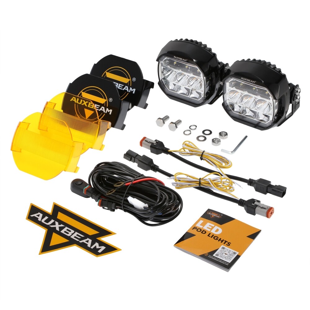 2X AUXBEAM 5″ 174W LED SIDE SHOOTER POD LIGHTS WHITE DRL&AMBER TURN SIGNAL LIGHT