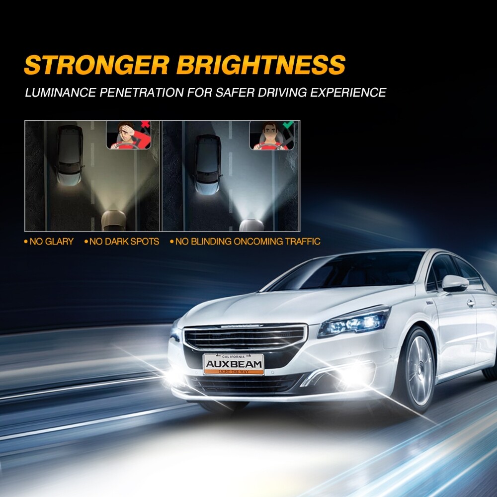 AUXBEAM 9005 LED Headlight Super Bright Bulbs White 6500K 8000LM High/Low Beam