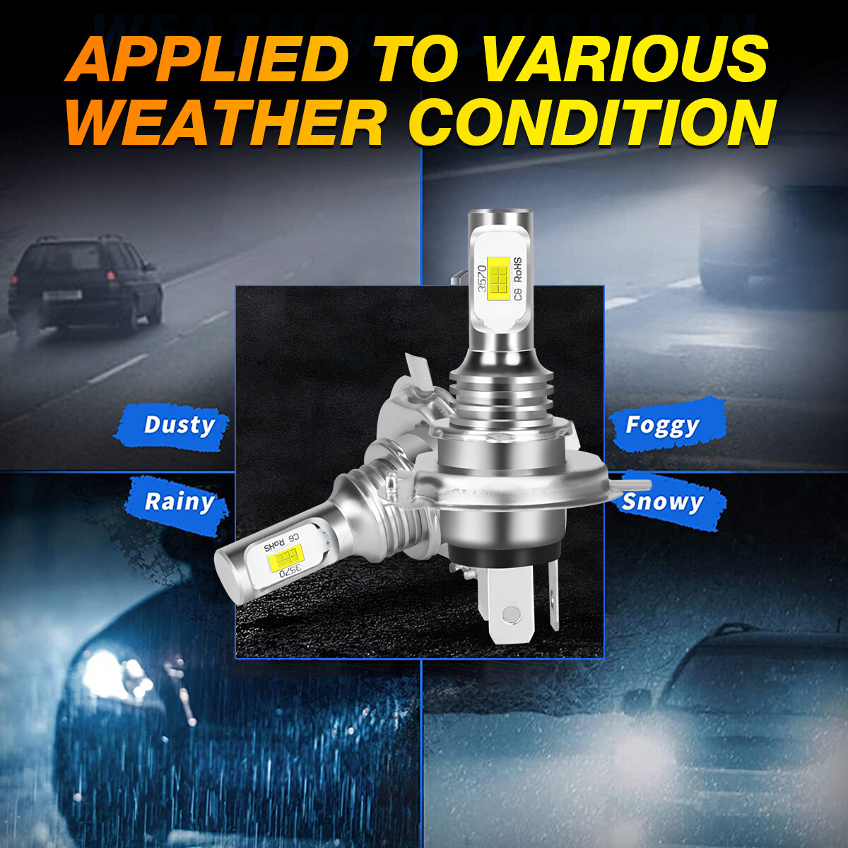 For Ford Focus 2000-2004 H4 6000K 2X LED Headlight High Low Beam Bulb Kits US