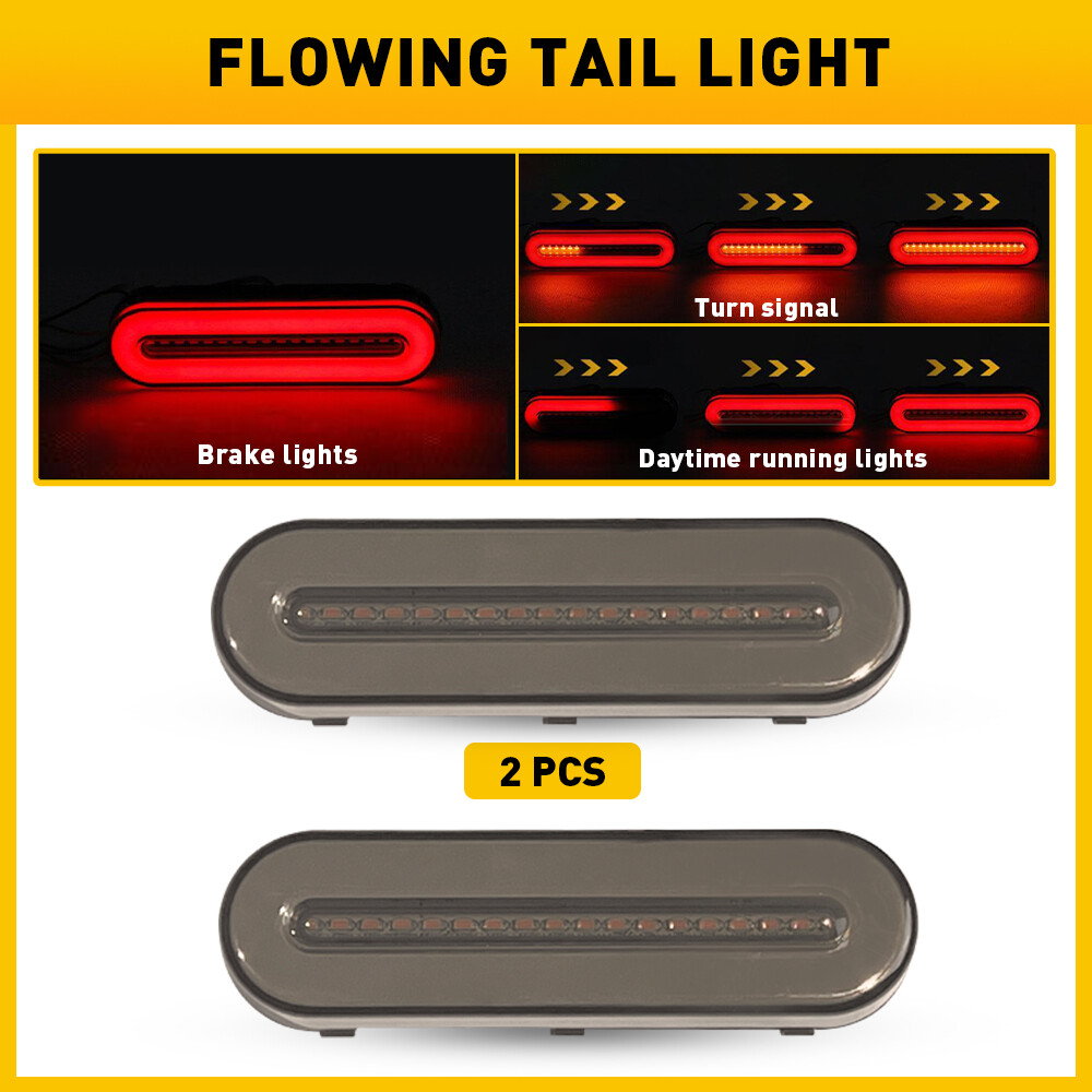 2x Motorcycle LED Tail Light Bar Brake Stop Turn Signal Flowing Running ATV UTV