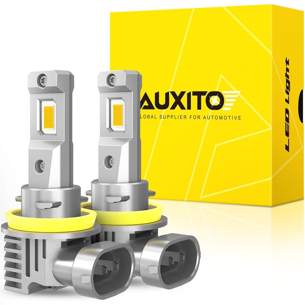 AUXITO H11 H9 H8 LED Headlight Bulbs Low Beam Super Bright 3000K Amber Fanless