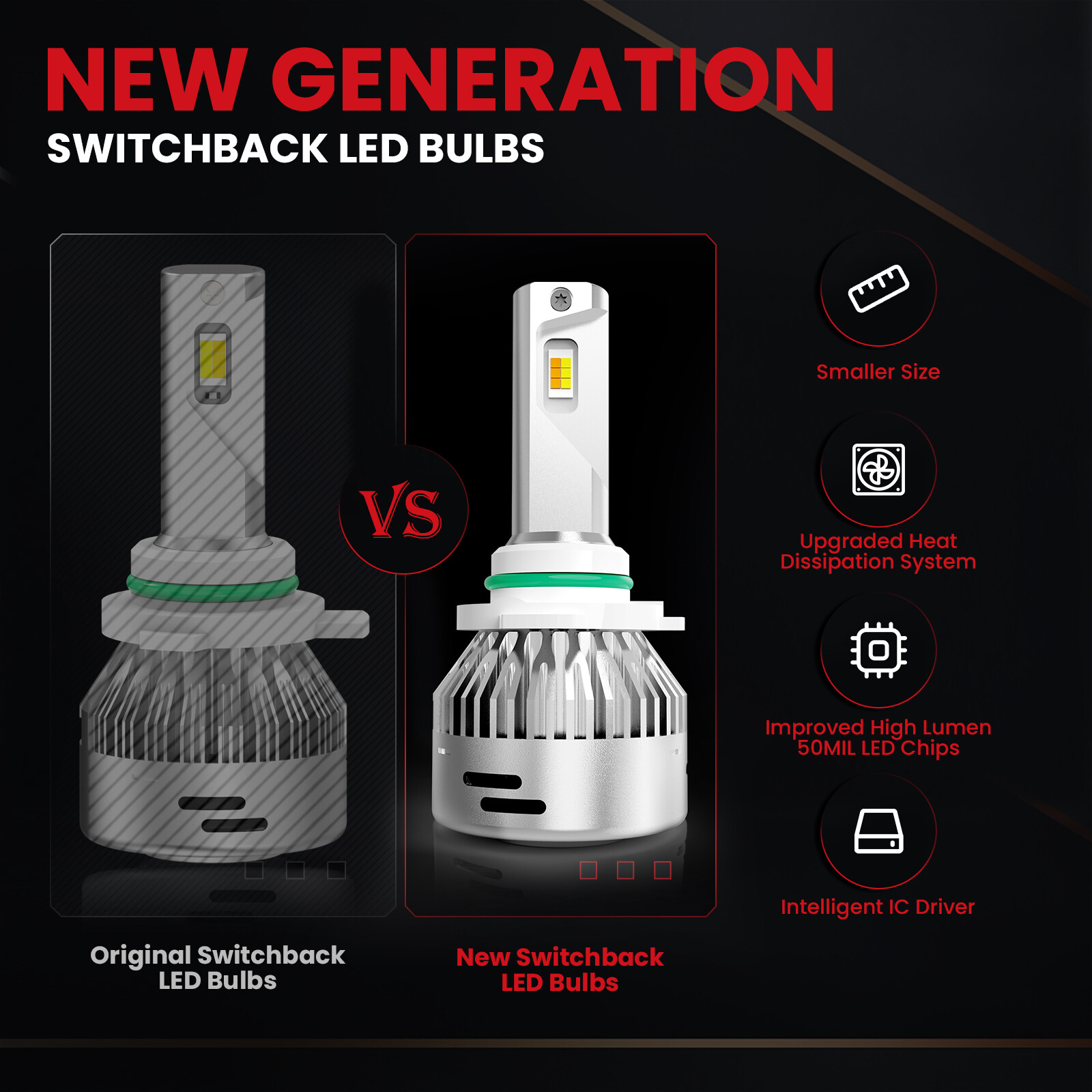LASFIT 9140 9145 LED Fog Driving Light Bulb Dual Color Switchback 6000LM 60W x2