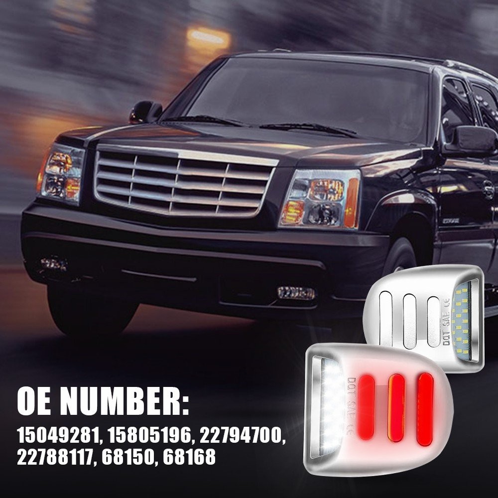 For 99-13 Chevy Silverado Avalanche 1500 Chrome LED License Plate Light Housing