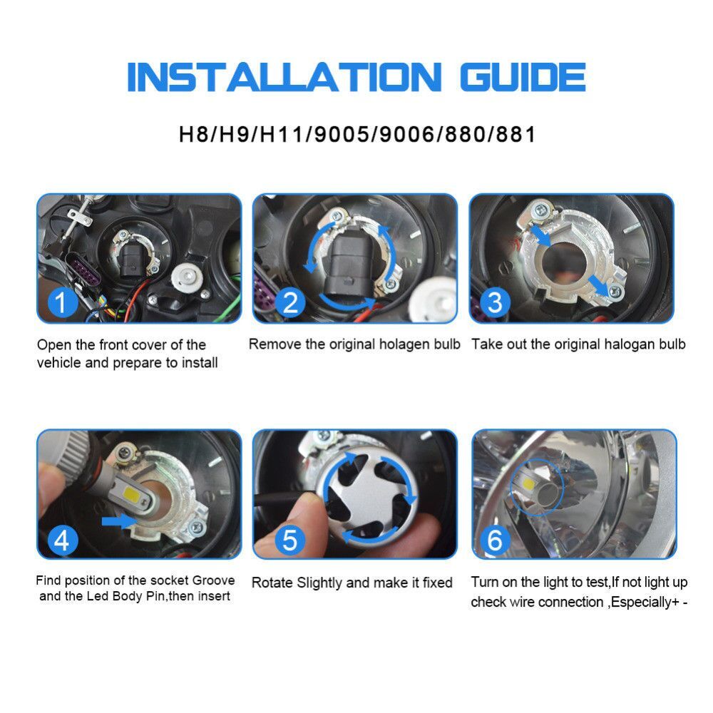 H11 LED Headlight Super Bright Bulbs Kit 8000K White 330000LM High/Low Beam