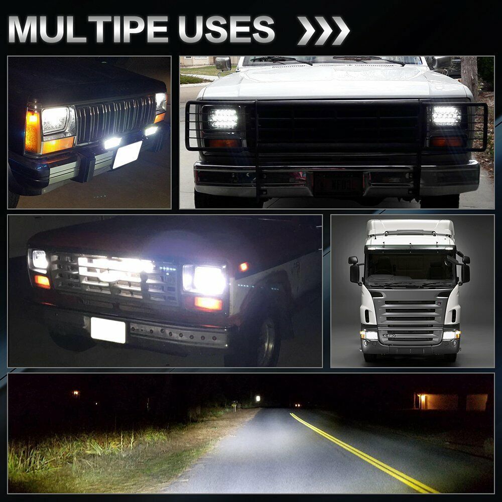 DOT Pair 130W 5×7″ 7×6″ LED Headlights Chrome Fit for Ford F-650 F-750 2000-2015