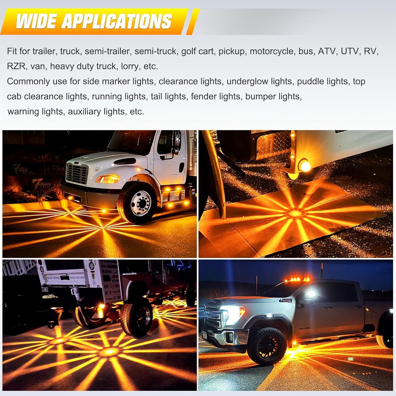 2x Amber LED 12V Watermelon Lights Indicator Truck Trailer Car Side Marker Lamp