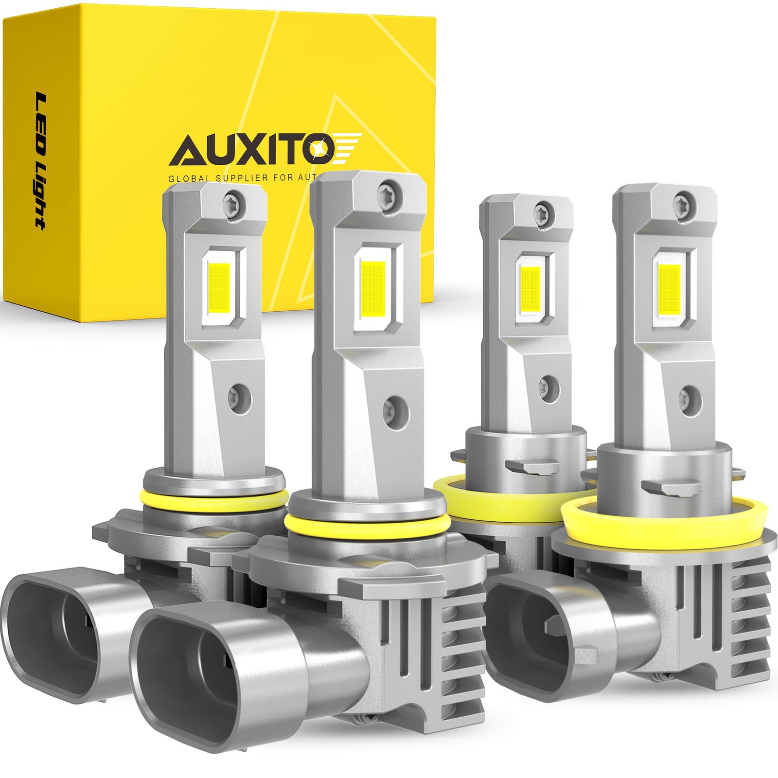 LED Headlight H11 9005 6500K Hi/Low Beam Bulbs 4-40X White Lamp Canbus AUXITO M6