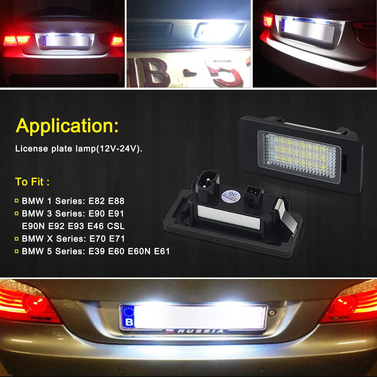 2X CANBUS LED License Plate Light For Audi A3 S3 A4 S4 A6 S6 B6 A8 S8 Q7 RS4 RS6