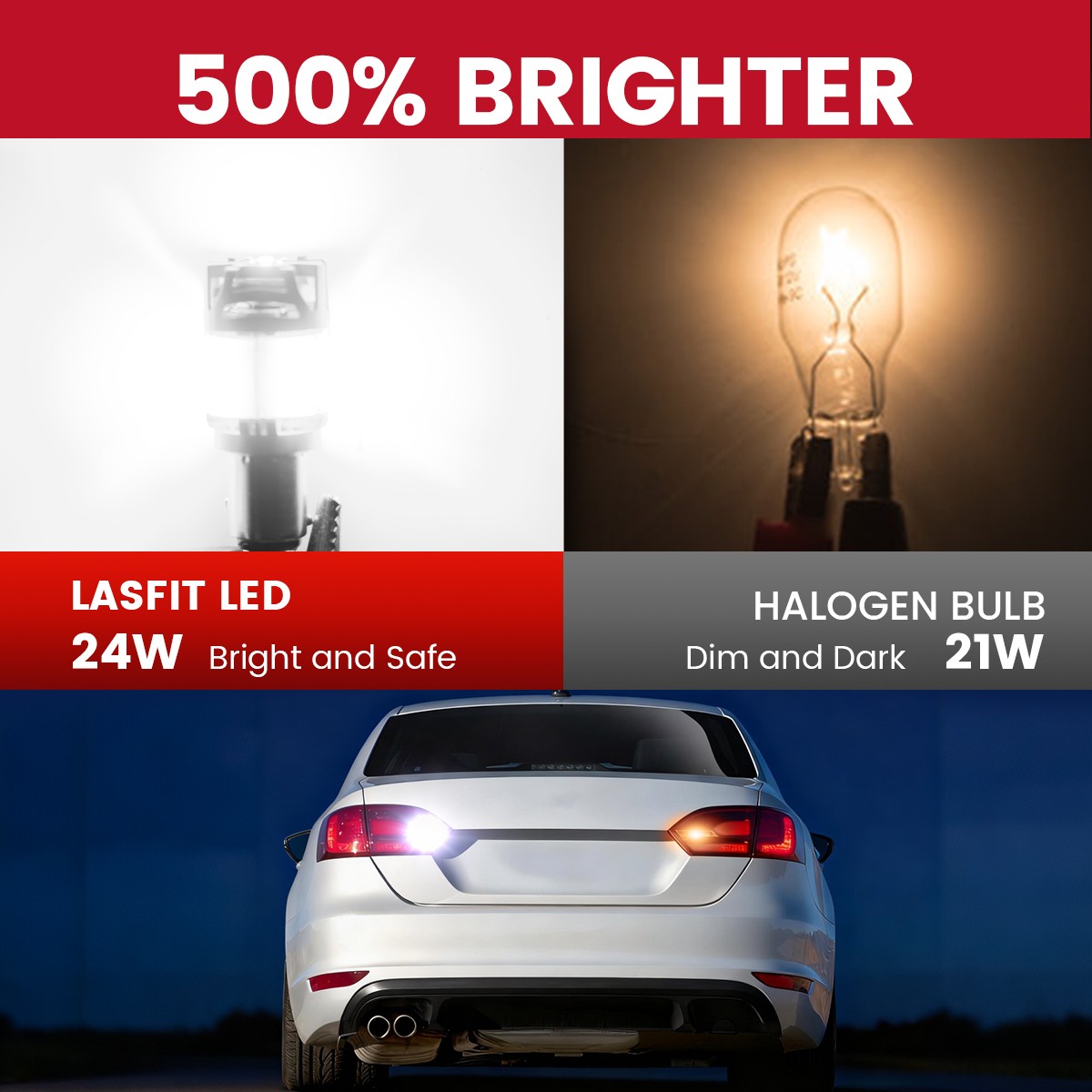 LASFIT 1156 1459 Canbus LED Backup Reverse Light Bulb White 48W 6000K Error Free