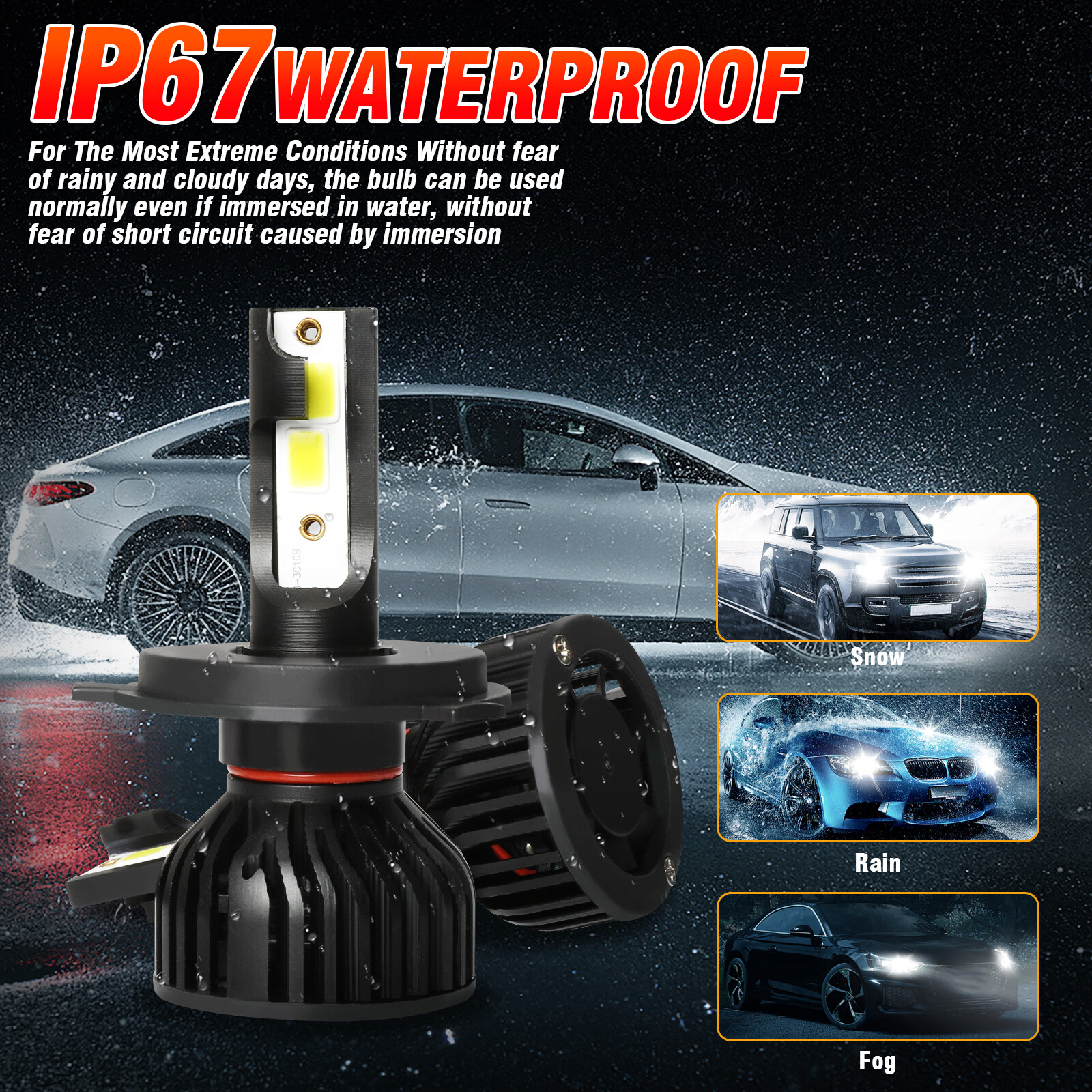 Quayub H4 9003 Headlights LED Bulb Conversion Kit 7000LM Super Bright Cold White