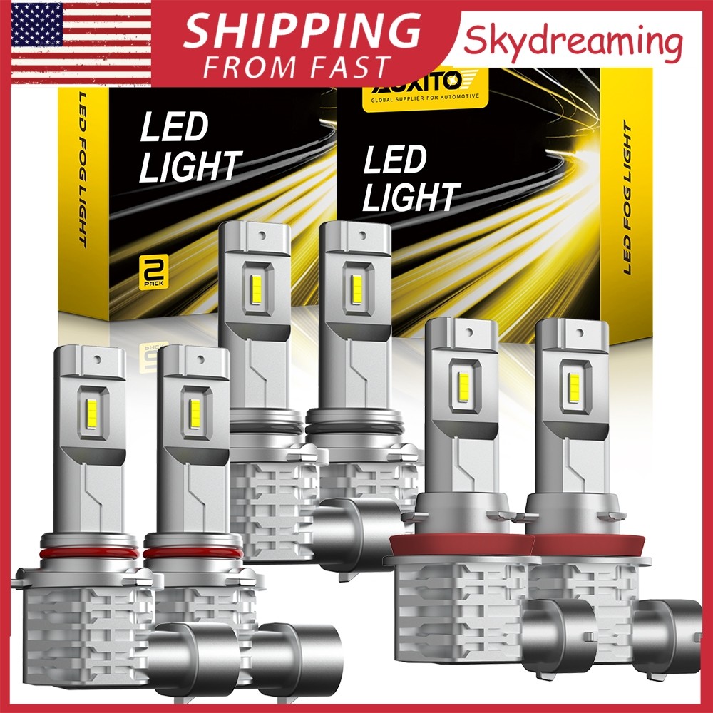 9005 9006 H11 Combo LED Headlight Fog Light Kit High Low Beam Bulbs Super USA