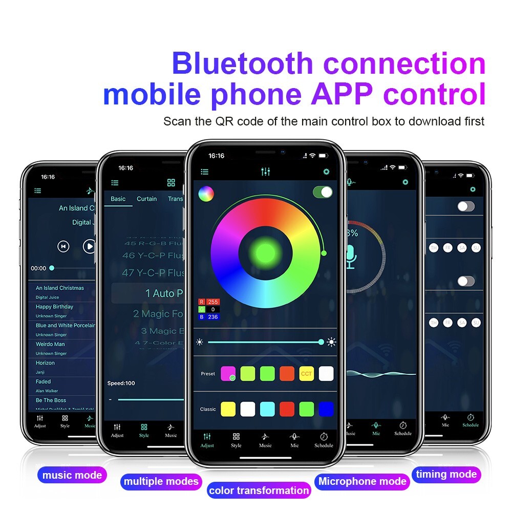 RGB Car Symphony Ambient Light 256 Color Led Atmosphere Acrylic Strip Remote APP