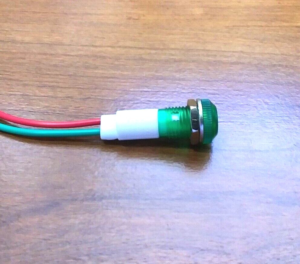 BBT 12 volt Waterproof Low-Profile Bright Green LED Indicator Light