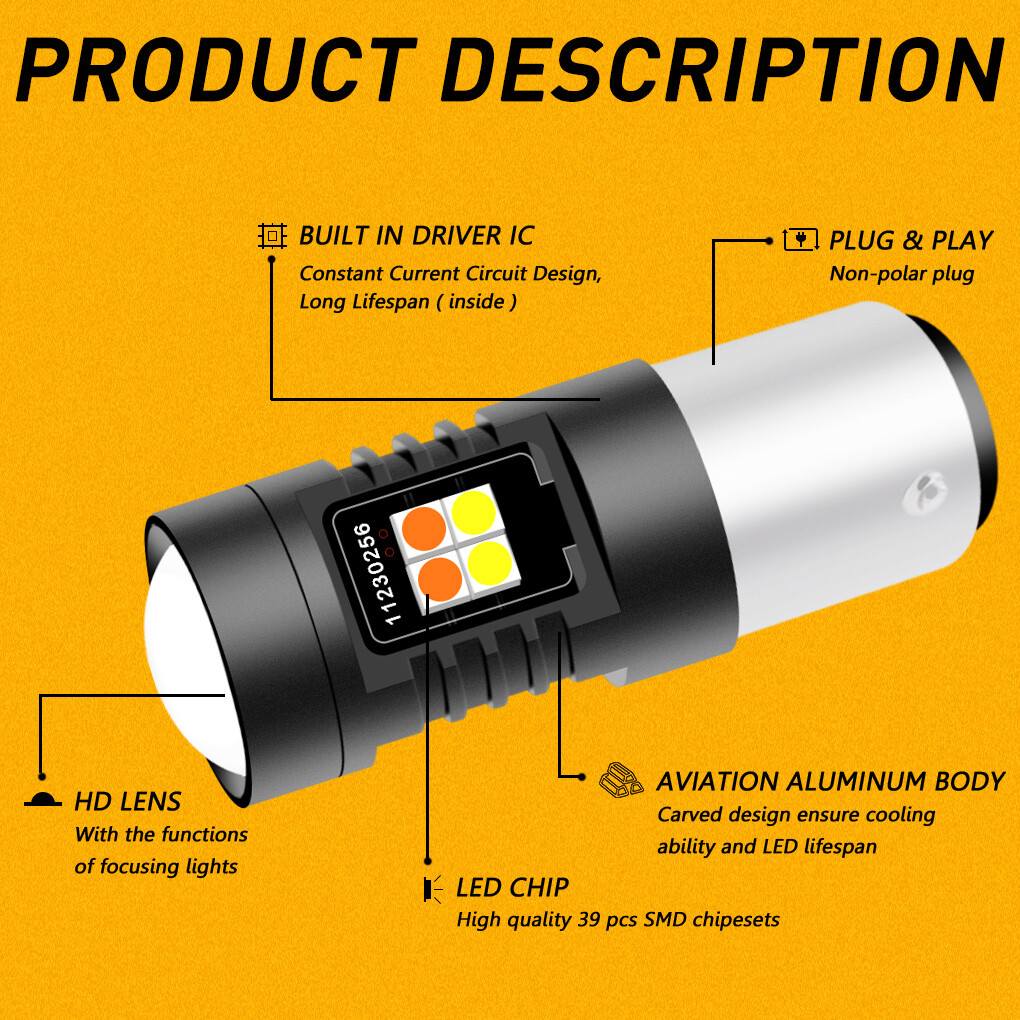 Error Free Type2 Switchback 1157 2057 2357 LED Turn Signal Parking Light Bulbs