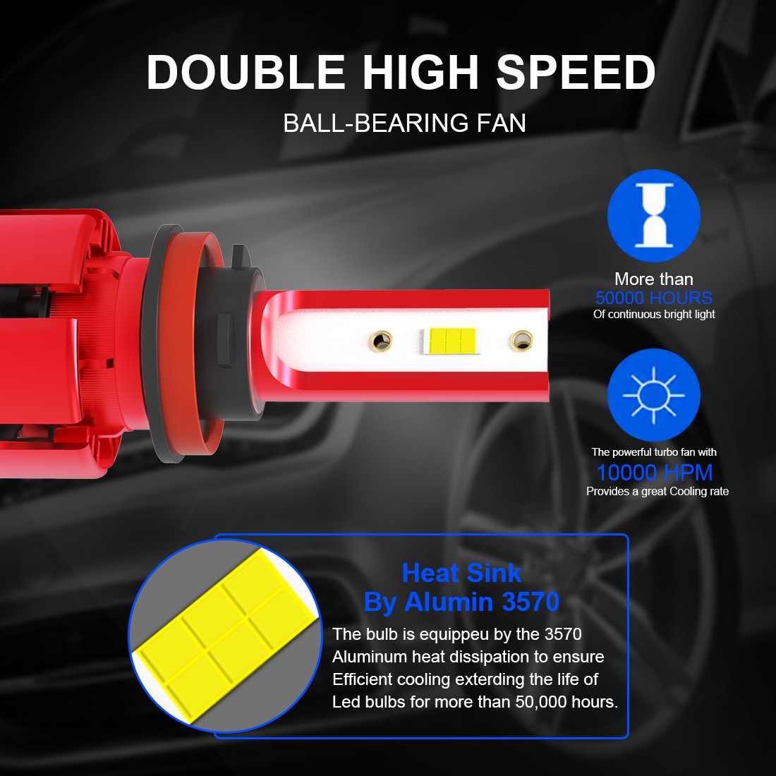 H11 H9 H8 CSP LED Headlight Bulb White Low Beam Kit 32000LM Super Bright White